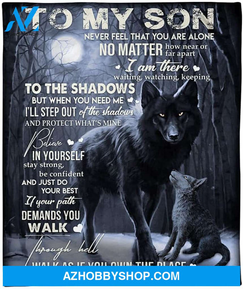 Personalized Wolf to My Son Blanket Never Feel That You are Alone no Matter How Near or far Apart Fleece Blanket for Son from Mom & Dad for Christmas