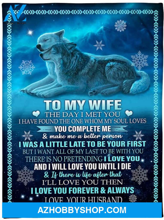 Personalized Wolf to My Wife Blanket from Husband I Love You Forever and Always Great Customized Blanket for Birthday Christmas Wedding