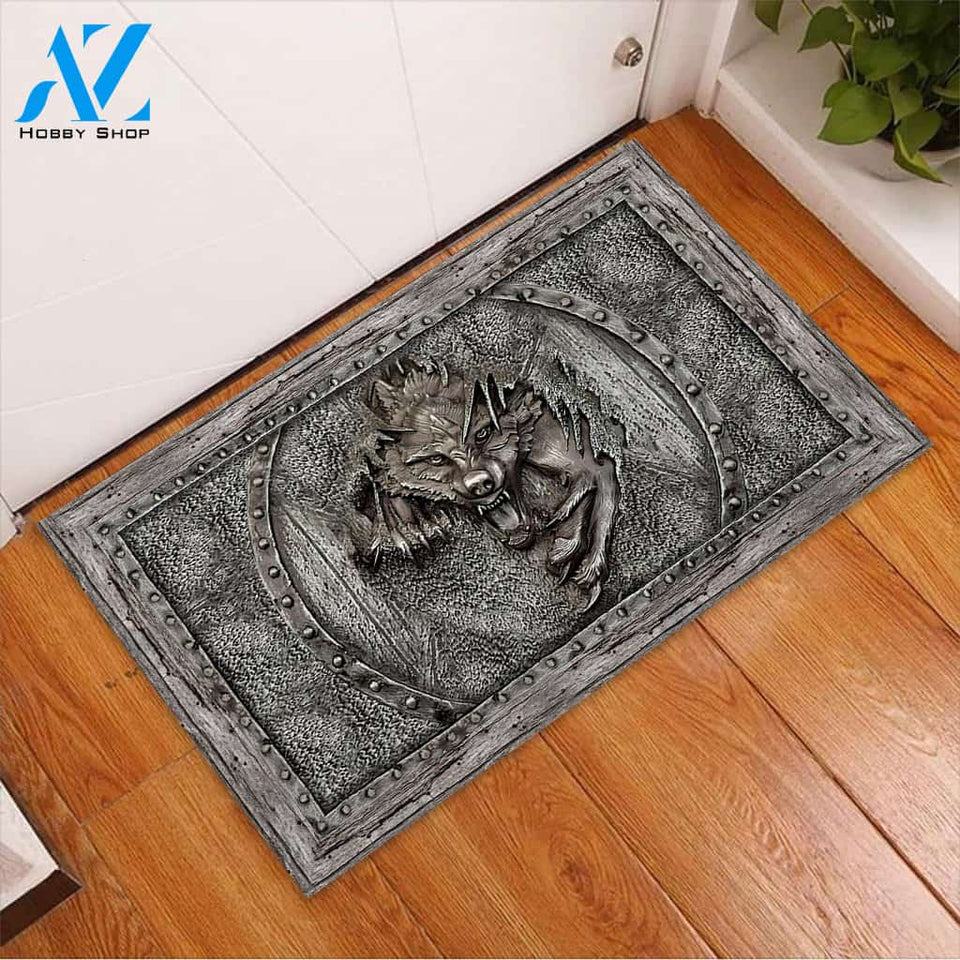 Wolf - Viking Metal Pattern Print Doormat