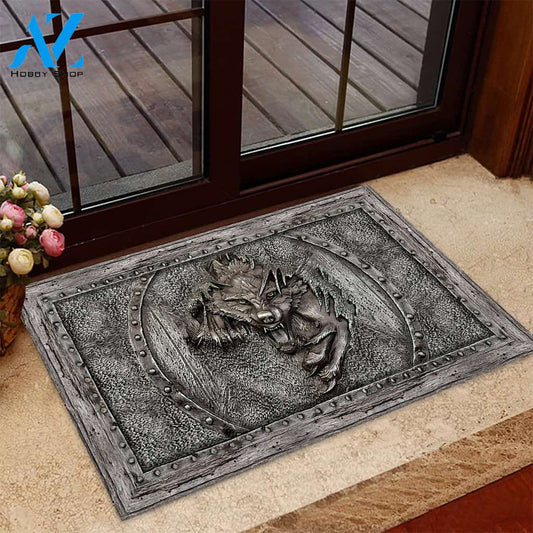 Wolf - Viking Metal Pattern Print Doormat