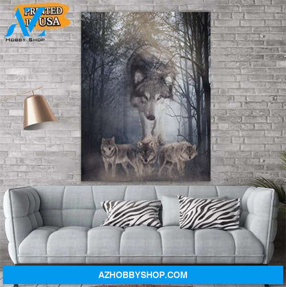 Wolf Walking Behind Canvas Prints Wall Art - Matte Canvas