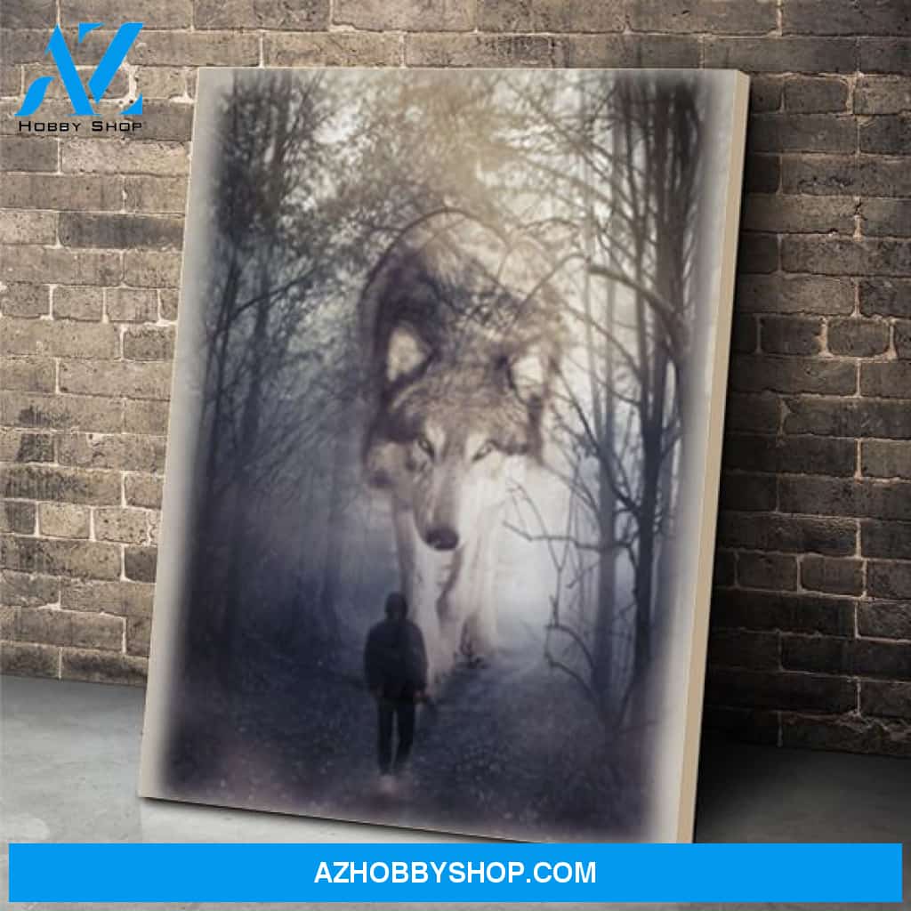 Wolf Walking Behind Canvas Prints Wall Art - Matte Canvas