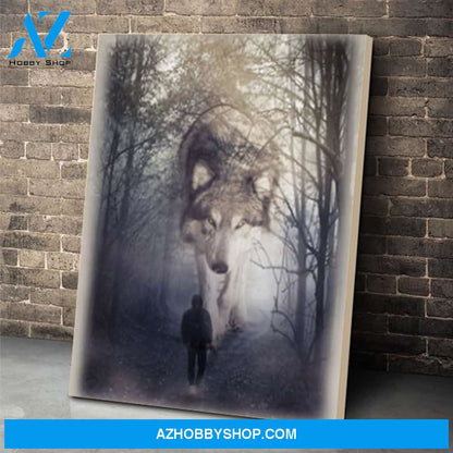 Wolf Walking Behind Canvas Prints Wall Art - Matte Canvas