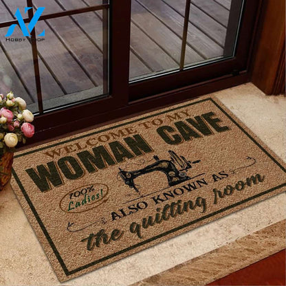 Woman Cave Quilting Room Doormat | Welcome Mat | House Warming Gift