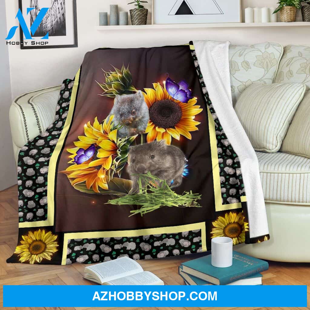 Wombat dark sunflower Fleece Blanket