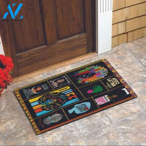 Womens Black Queen Melanin African American Usa Pride Dashiki Doormat
