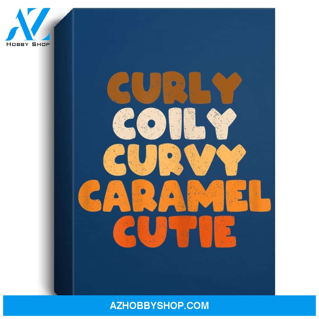 Womens Curly Coily Curvy Caramel Cutie Afro Melanin Black Woman Portrait Canvas