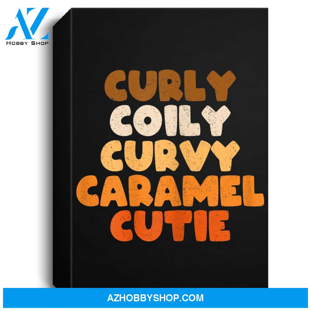 Womens Curly Coily Curvy Caramel Cutie Afro Melanin Black Woman Portrait Canvas