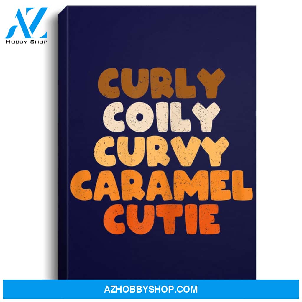 Womens Curly Coily Curvy Caramel Cutie Afro Melanin Black Woman Portrait Canvas