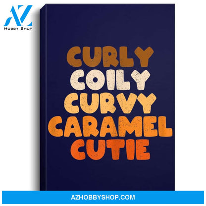 Womens Curly Coily Curvy Caramel Cutie Afro Melanin Black Woman Portrait Canvas