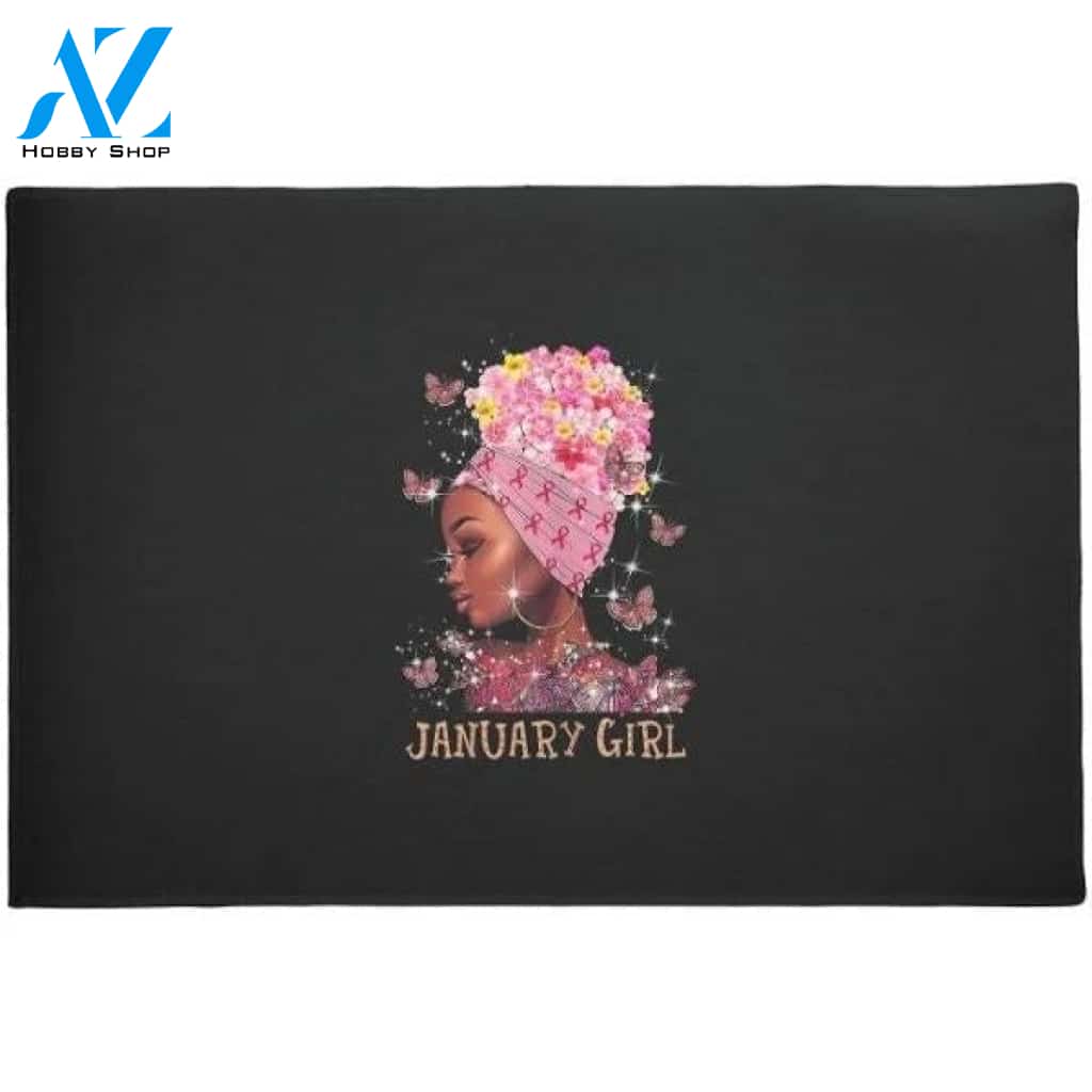 Womens Woman Breast Cancer Awareness Gift January Doormat Warm House Gift Welcome Mat Gift for Friend Family