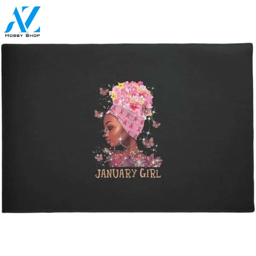 Womens Woman Breast Cancer Awareness Gift January Doormat Warm House Gift Welcome Mat Gift for Friend Family