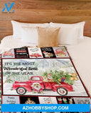 Wonderful Time Red Truck And Corgis Christmas Blanket Gift for Dog Lovers Birthday Gift Home Decor Bedding Couch Sofa Soft and Comfy Cozy
