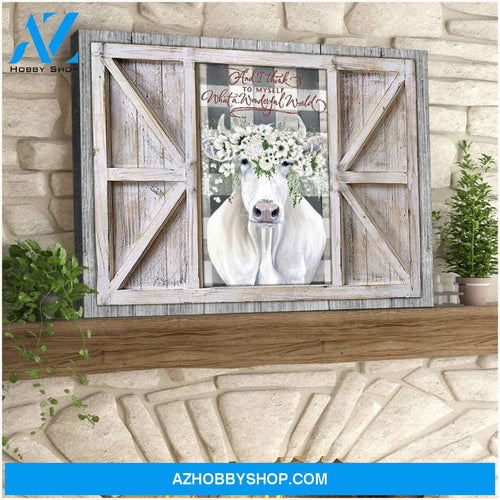 Wonderful World Beautiful Cow Farm Farmhouse Canvas Wall Art, Wall Decor Visual Art Decor, Gifts For Cow Lovers