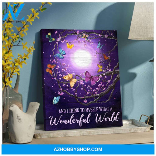 Wonderful World Butterfly Canvas Wall Art, Wall Decor Visual Art