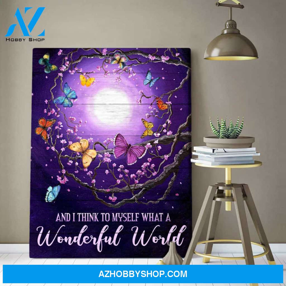 Wonderful World Butterfly Canvas Wall Art, Wall Decor Visual Art