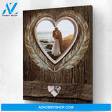 Wooden Heart Window Personalized Photo Memorial Canvas, Canvas Wall Art Gift for Family