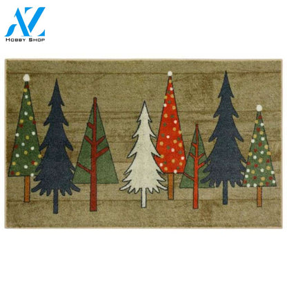 Wooden Holiday Trees Christmas Doormat Indoor And Outdoor Mat Entrance Rug Sweet Home Decor Housewarming Gift Gift Friend Family Christmas Holiday