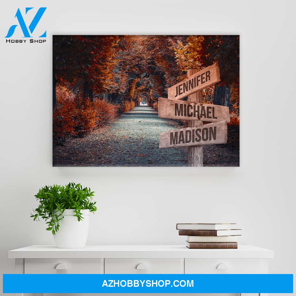 Woods Path 2 Color Multi-Names Premium Canvas