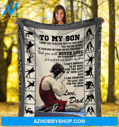 Wrestler Parents To My Son I Want You To Believe Deep Wrestling Fleece Blanket Home Decor Bedding Couch Sofa Soft And Comfy Cozy Wrestling Lovers Gift, Gift For Friend Family