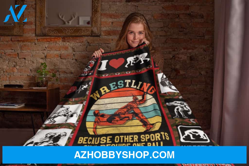 Wrestling Blanket, Because Other Sports Only Require One Ball Fleece Blanket Home Decor Bedding Couch Sofa Soft And Comfy Cozy Wrestling Lovers Gift
