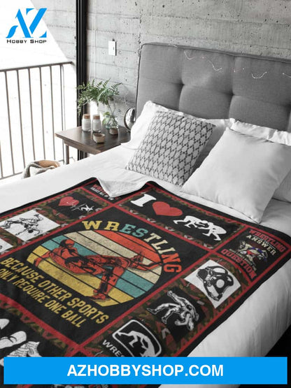 Wrestling Blanket, Because Other Sports Only Require One Ball Fleece Blanket Home Decor Bedding Couch Sofa Soft And Comfy Cozy Wrestling Lovers Gift