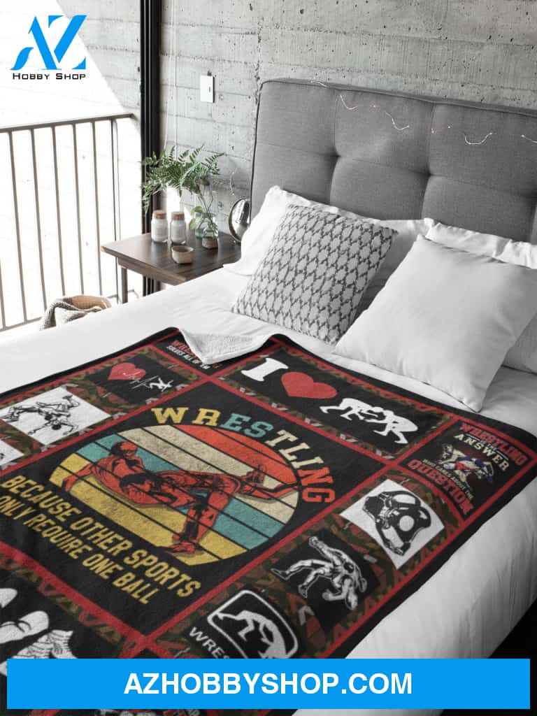 Wrestling Blanket, Because Other Sports Only Require One Ball Fleece Blanket Home Decor Bedding Couch Sofa Soft And Comfy Cozy Wrestling Lovers Gift