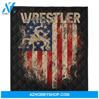 Wrestling Blanket, Fire USA Flag Fleece Blanket Home Decor Bedding Couch Sofa Soft And Comfy Cozy Gift For Wrestling Lovers, Gift For Friend Family