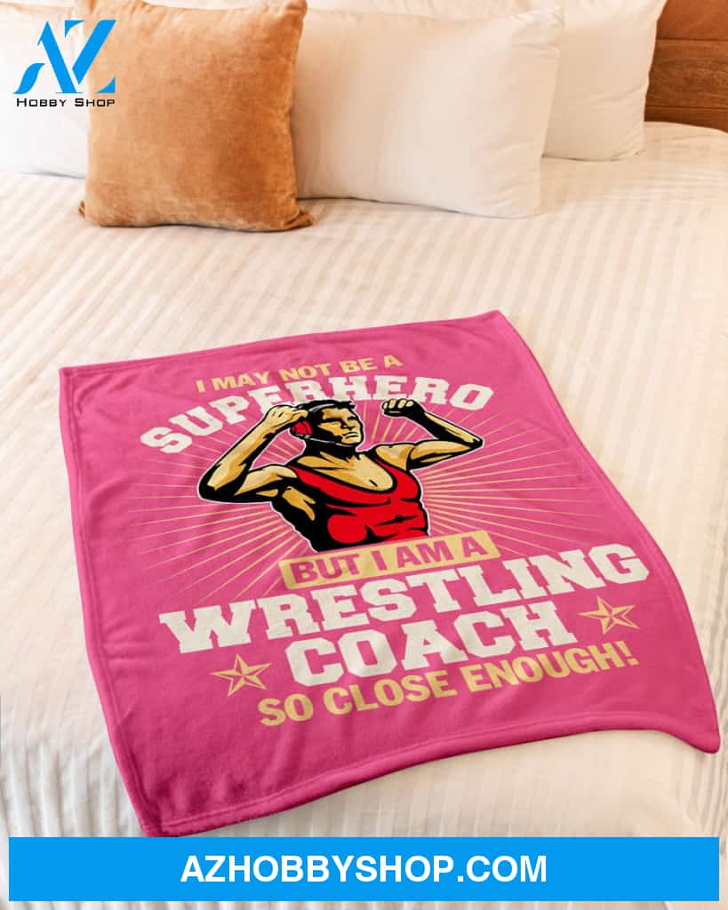 Wrestling Coach Superhero Fleece Blanket Home Decor Bedding Couch Sofa Soft And Comfy Cozy Wrestling Lovers Gift, Gift For Friend Family