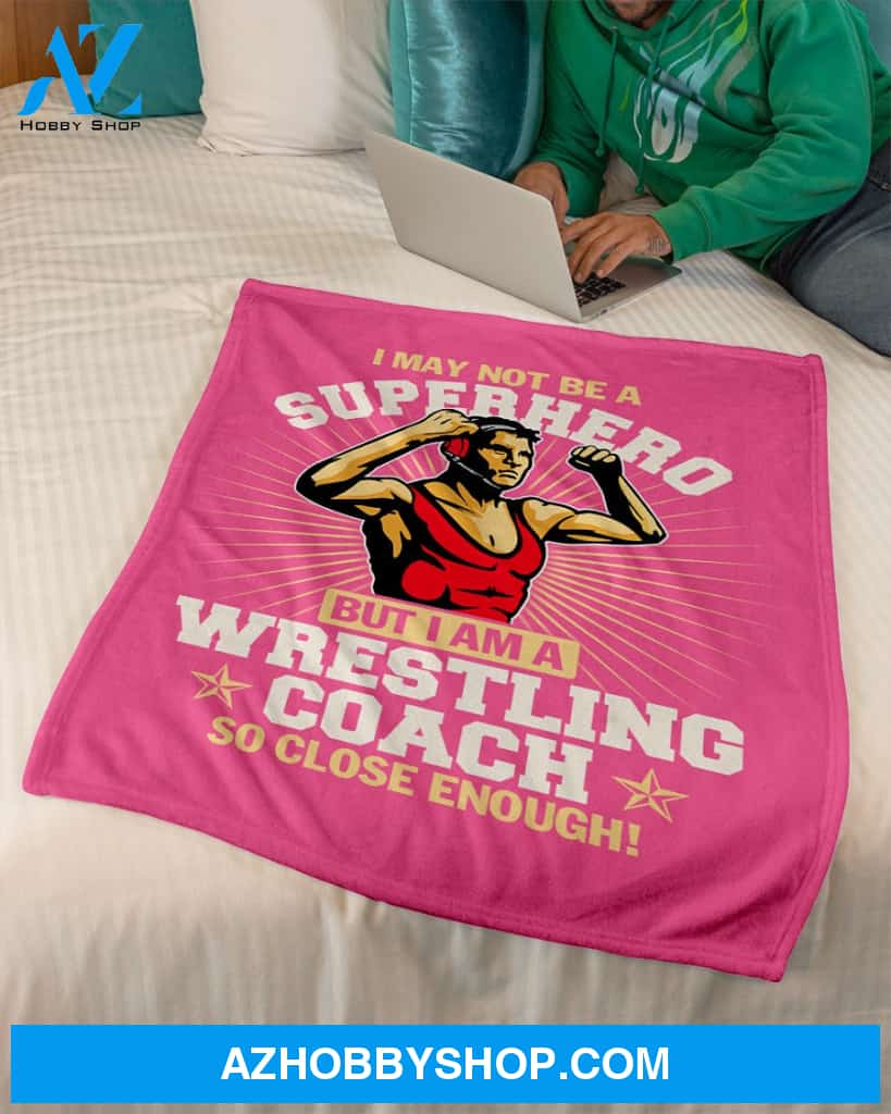 Wrestling Coach Superhero Fleece Blanket Home Decor Bedding Couch Sofa Soft And Comfy Cozy Wrestling Lovers Gift, Gift For Friend Family