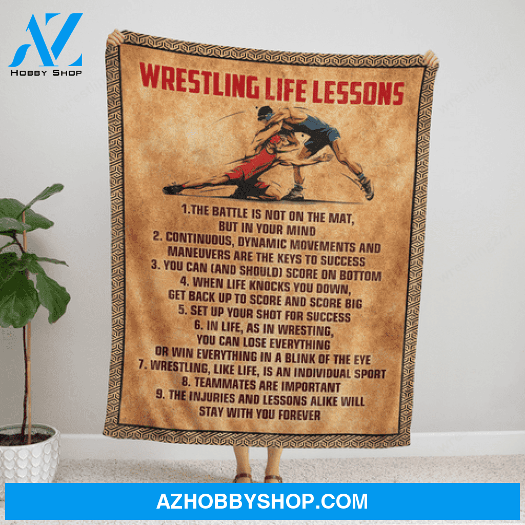 Wrestling Life Lessons Fleece Blanket Gift For Wrestling Lovers 