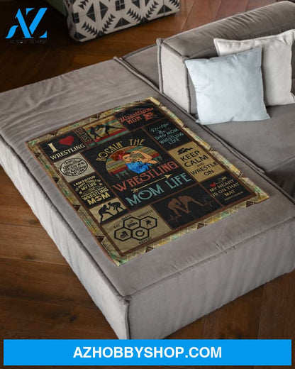 Wrestling Mom Eat Sleep Wrestle And Repeat Fleece Blanket Home Decor Bedding Couch Sofa Soft And Comfy Cozy Gift For Wrestling Lovers, Gift For Family