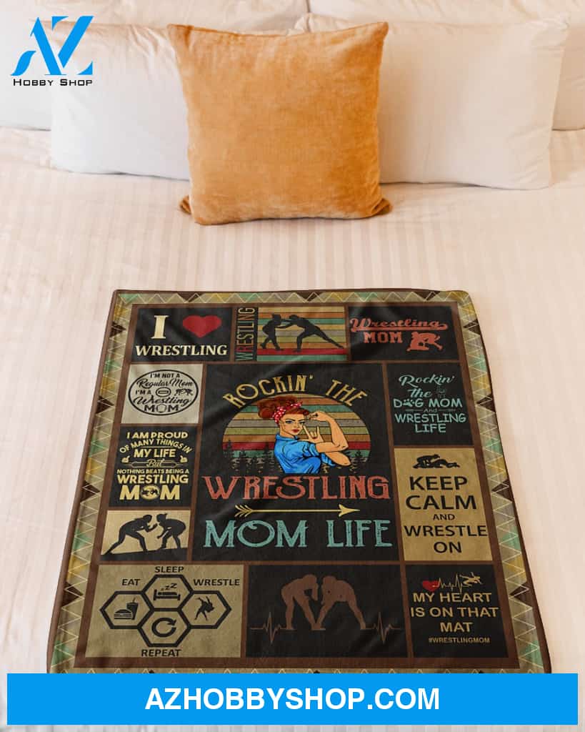Wrestling Mom Eat Sleep Wrestle And Repeat Fleece Blanket Home Decor Bedding Couch Sofa Soft And Comfy Cozy Gift For Wrestling Lovers, Gift For Family