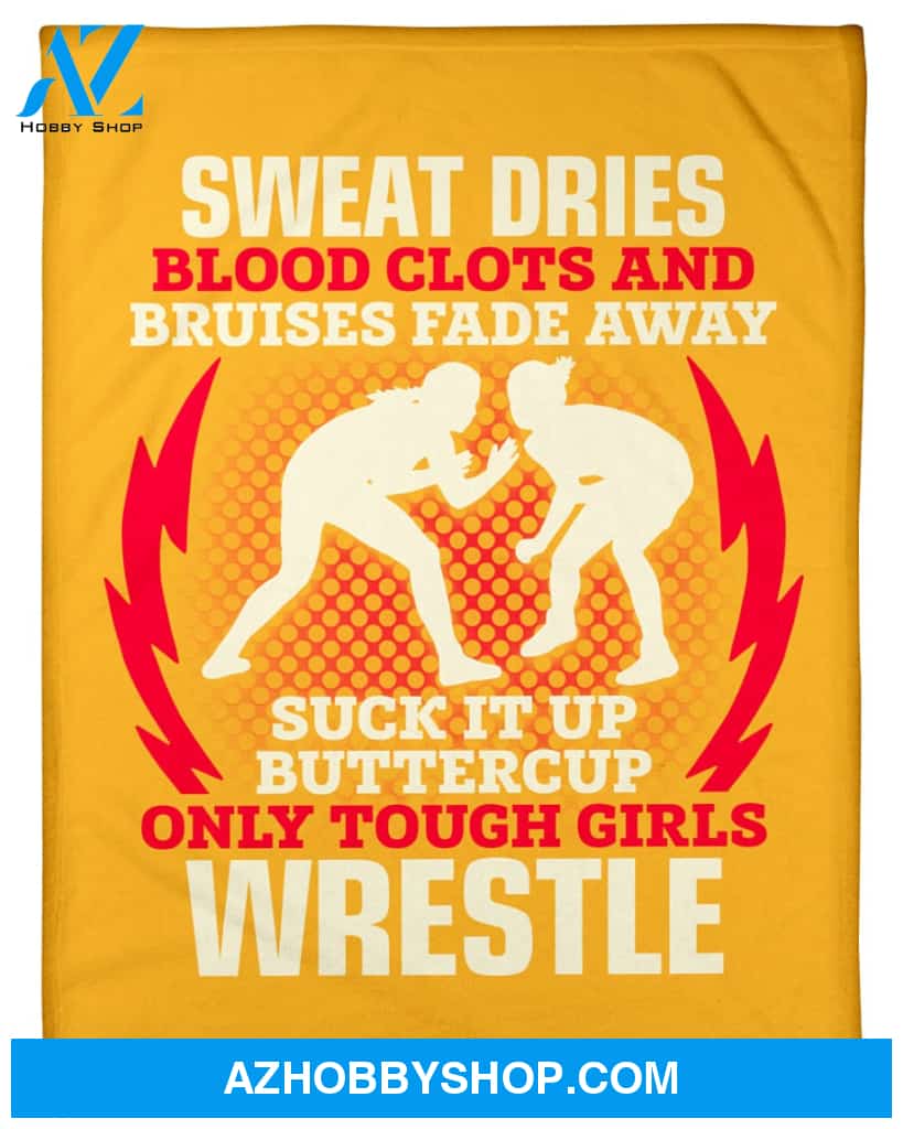 Wrestling Only Tough Girls Wrestle Fleece Blanket Home Decor Bedding Couch Sofa Soft And Comfy Cozy Wrestling Lovers Gift, Gift For Friend Family