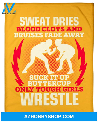 Wrestling Only Tough Girls Wrestle Fleece Blanket Home Decor Bedding Couch Sofa Soft And Comfy Cozy Wrestling Lovers Gift, Gift For Friend Family