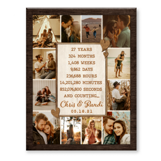 27th Anniversary Photo Collage Canvas, Custom 27 Year Anniversary Gift