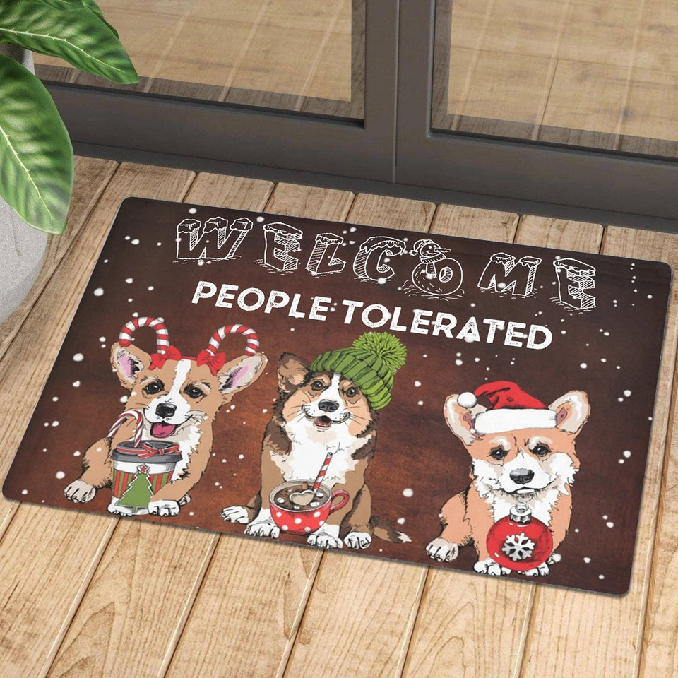 Welcome People Tolerated Corgi Doormat | Colorful | Size 8x27'' 24x36''