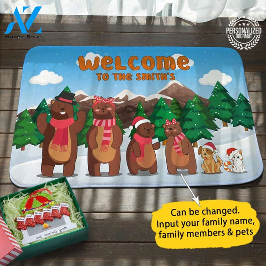 Xmas Bear Family Doormat