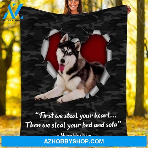 Xmas Fleece Blankets Husky Dog Fleece Blanket - Fleece Blanket Christmas Gift Ideas