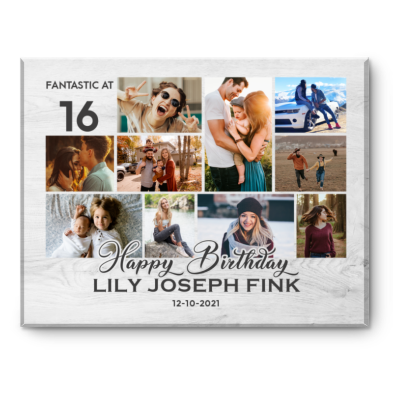 16th Birthday Photo Collage Canvas Print, 16th Birthday Gift