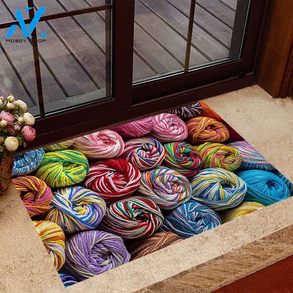 Yarn - Knitting Doormat, Gift For Knitting Lovers, Gift For Thanksgiving Christmas Decor Warm House Gift Welcome Mat
