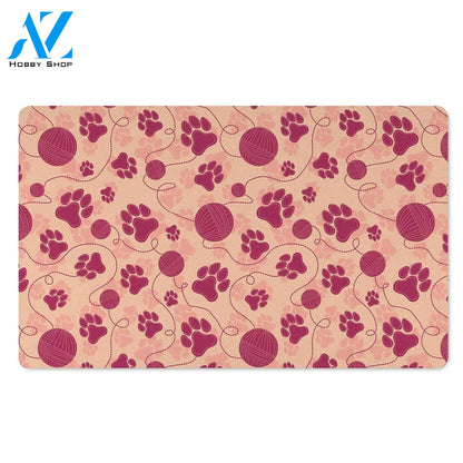 Yarn Paw Print Door Mat