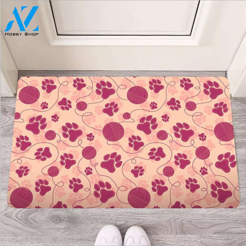 Yarn Paw Print Door Mat