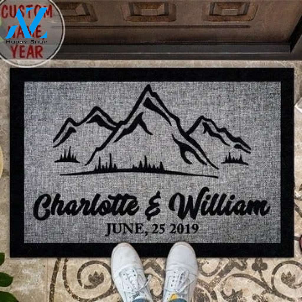 Wozoro Doormat Personalized Year Hiking Family Mountain Climbing Camping Ourdoor Sublimation Doormat Size 18 x 30, 24 x 36, 36 x 60 inch