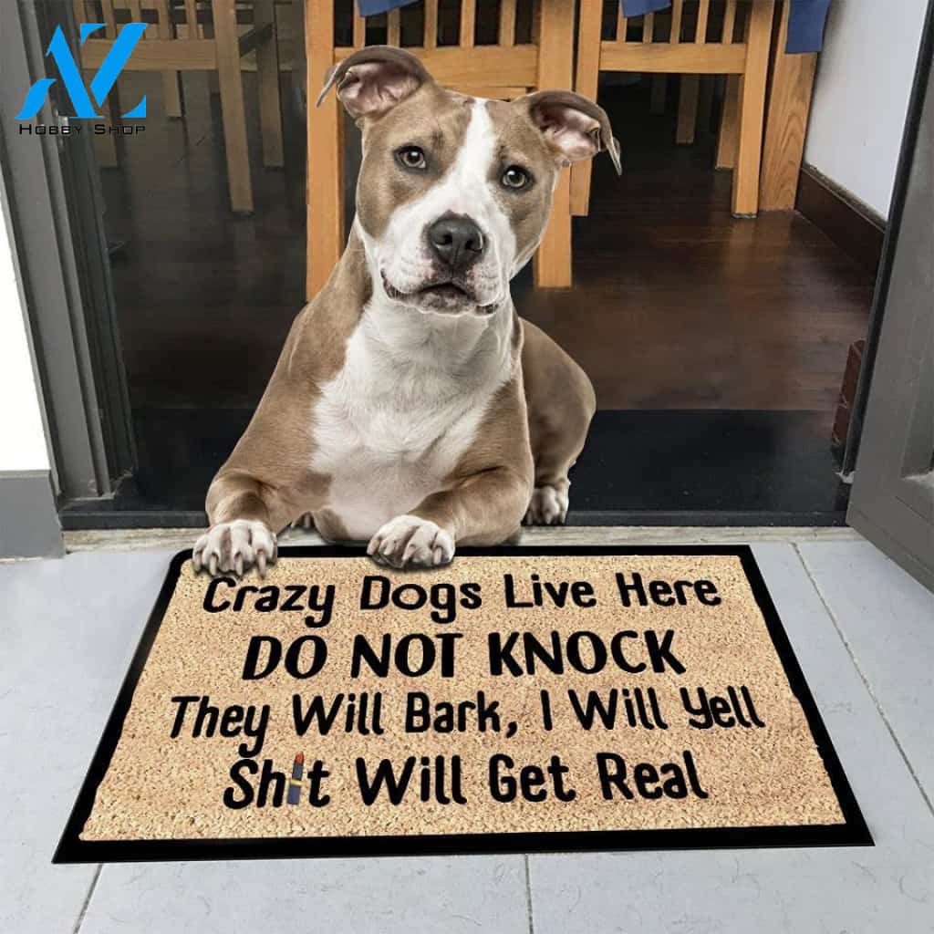 Yell Pitbull Dog Easy Clean Welcome DoorMat | Felt And Rubber | 40x60 cm | 45x75 cm | 60x90 cm | Colorful | DO1267