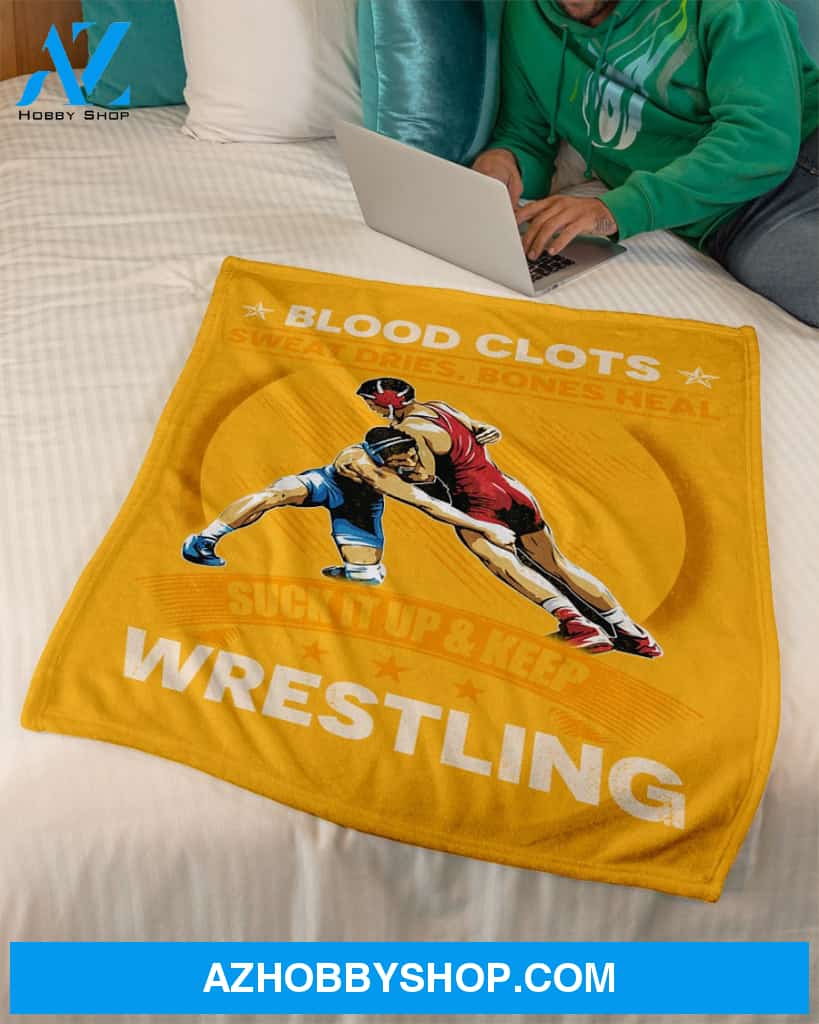 Yellow Blanket Suck It Up And Keep Wrestling Fleece Blanket Home Decor Bedding Couch Sofa Soft And Comfy Cozy Gift For Wrestling Lovers, Gift For Friend Family