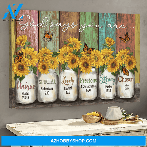 Yellow Daisy And Butterfly Wall Art Canvas | God Says You Are 3D Print Canvas