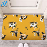 Yellow Flower Print Door Mat