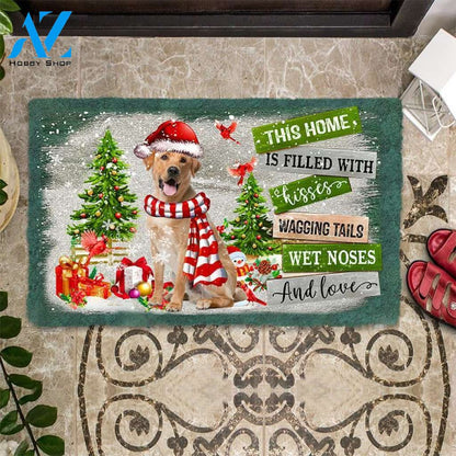 Yellow Labrador Retriever This Home Is Filled With Kisses Christmas Dog Doormat