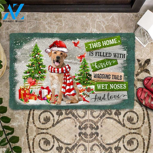 Yellow Labrador Retriever This Home Is Filled With Kisses Christmas Dog Doormat